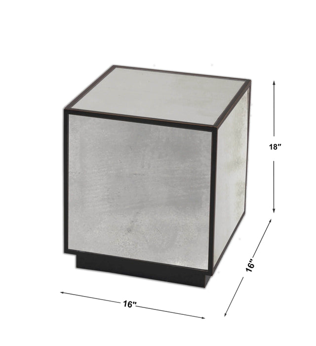 Uttermost Matty Mirrored Cube Side Table - 24091 - SHINE MIRRORS AUSTRALIA