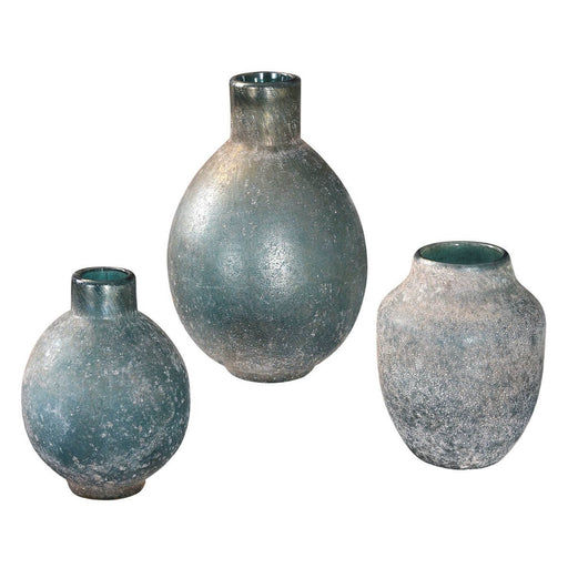 Uttermost Mercede Weathered Blue-Green Vases Set of 3