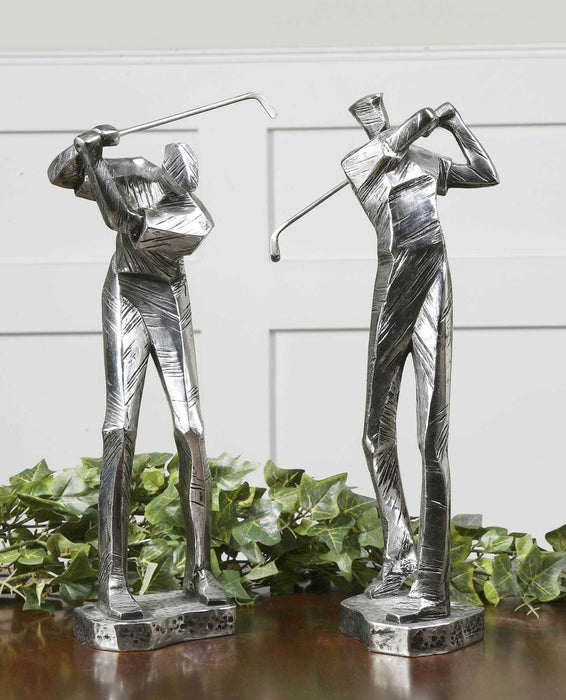 Uttermost Practice Shot Metallic Statues Set of 2