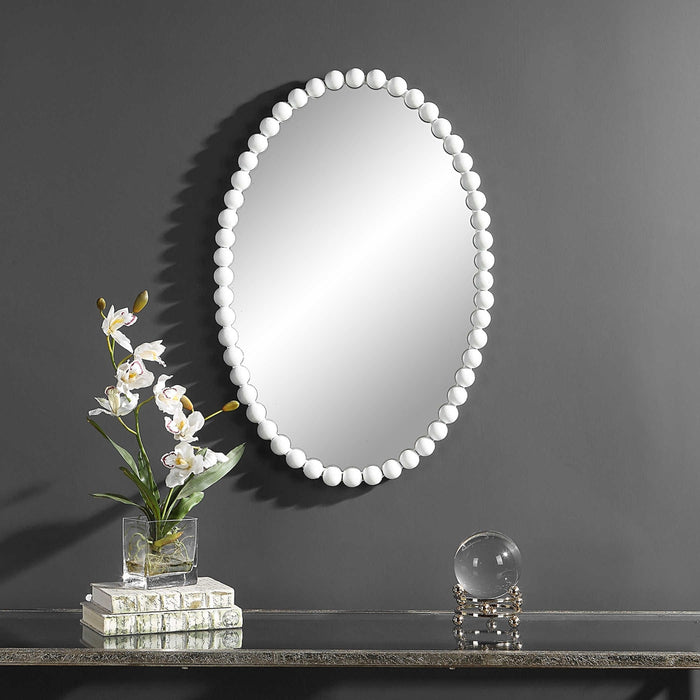 Uttermost Serna Oval White Wall Mirror - SHINE MIRRORS AUSTRALIA