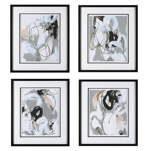 Uttermost Tangled Threads Abstract Framed Prints, Set Of 4 - SHINE MIRRORS AUSTRALIA