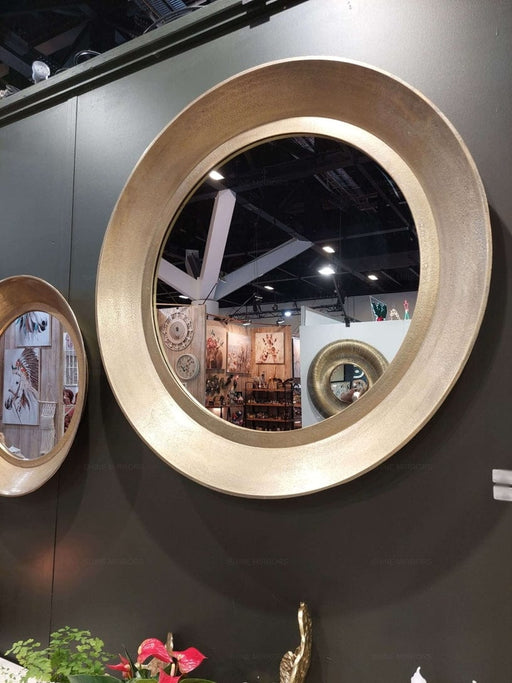 Xandra Round Antique Brass Wall Mirror